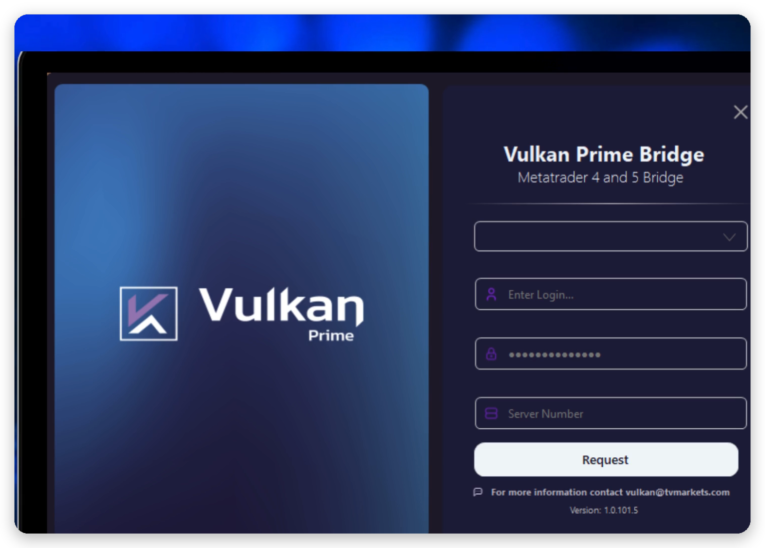 Ventana de acceso de Vulkan Prime Bridge